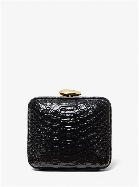 michael kors tina black|Tina Mini Python Embossed Leather Minaudière .